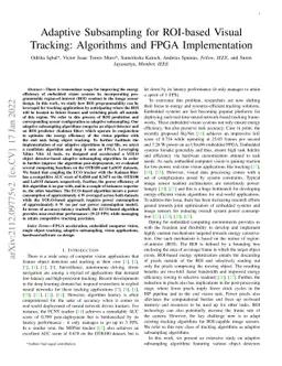 Adaptive Subsampling for ROI-based Visual Tracking: Algorithms and FPGA
  Implementation
