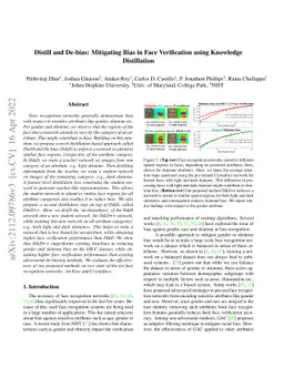 Distill and De-bias: Mitigating Bias in Face Verification using
  Knowledge Distillation