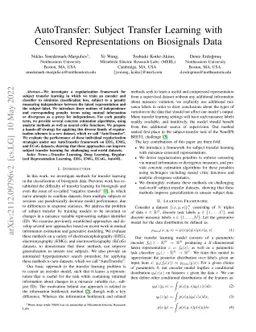 AutoTransfer: Subject Transfer Learning with Censored Representations on
  Biosignals Data