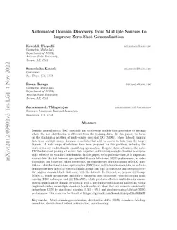 Automated Domain Discovery from Multiple Sources to Improve Zero-Shot
  Generalization