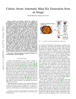 Calorie Aware Automatic Meal Kit Generation from an Image