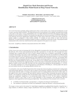 Rapid Face Mask Detection and Person Identification Model based on Deep
  Neural Networks