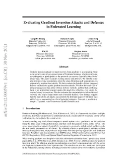Evaluating Gradient Inversion Attacks and Defenses in Federated Learning