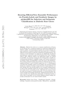 Boosting EfficientNets Ensemble Performance via Pseudo-Labels and
  Synthetic Images by pix2pixHD for Infection and Ischaemia Classification in
  Diabetic Foot Ulcers