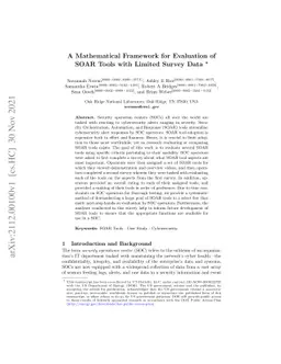 A Mathematical Framework for Evaluation of SOAR Tools with Limited
  Survey Data