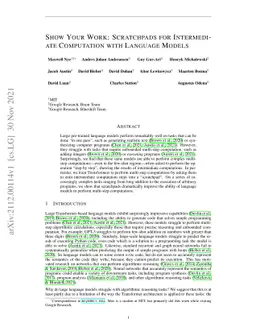 Show Your Work: Scratchpads for Intermediate Computation with Language
  Models