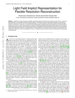 Light Field Implicit Representation for Flexible Resolution
  Reconstruction