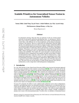 Scalable Primitives for Generalized Sensor Fusion in Autonomous Vehicles