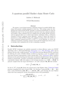 A quantum parallel Markov chain Monte Carlo