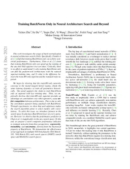 Training BatchNorm Only in Neural Architecture Search and Beyond