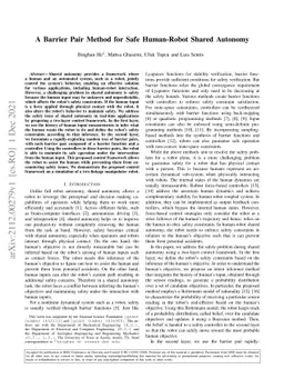 A Barrier Pair Method for Safe Human-Robot Shared Autonomy