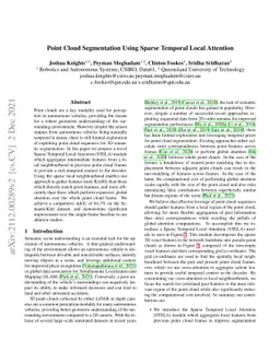 Point Cloud Segmentation Using Sparse Temporal Local Attention