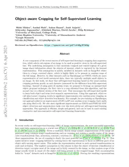 Object-Aware Cropping for Self-Supervised Learning