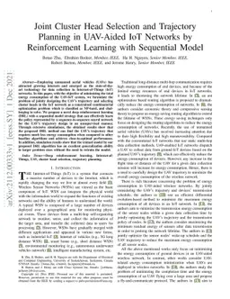 Joint Cluster Head Selection and Trajectory Planning in UAV-Aided IoT
  Networks by Reinforcement Learning with Sequential Model