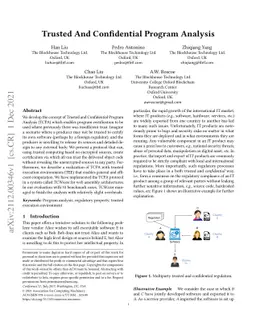 Trusted And Confidential Program Analysis