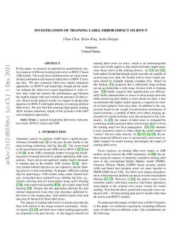 Investigation of Training Label Error Impact on RNN-T