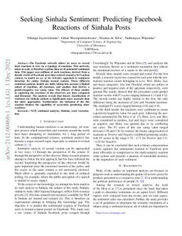 Seeking Sinhala Sentiment: Predicting Facebook Reactions of Sinhala
  Posts