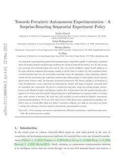 Towards Futuristic Autonomous Experimentation--A Surprise-Reacting
  Sequential Experiment Policy