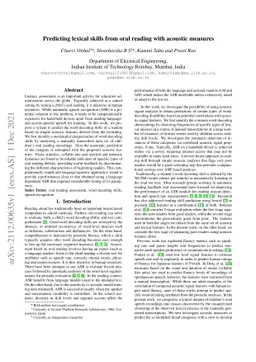 Predicting lexical skills from oral reading with acoustic measures