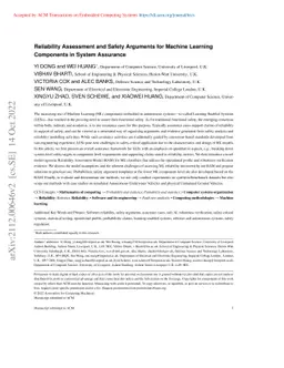 Reliability Assessment and Safety Arguments for Machine Learning
  Components in System Assurance