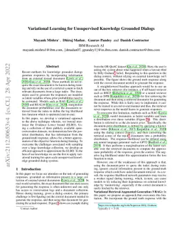 Variational Learning for Unsupervised Knowledge Grounded Dialogs