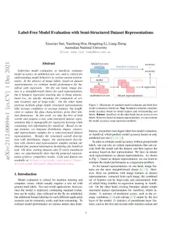 Label-Free Model Evaluation with Semi-Structured Dataset Representations