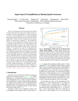 Improving GAN Equilibrium by Raising Spatial Awareness
