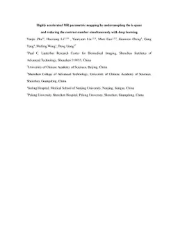 Highly accelerated MR parametric mapping by undersampling the k-space
  and reducing the contrast number simultaneously with deep learning