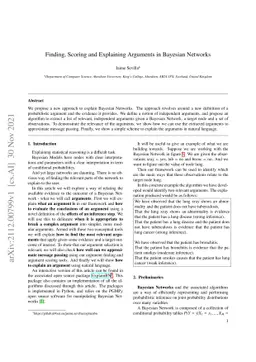 Finding, Scoring and Explaining Arguments in Bayesian Networks