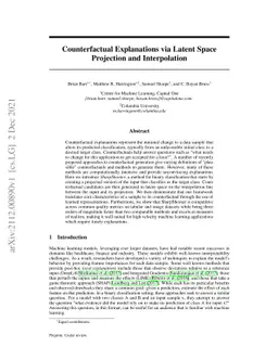 Counterfactual Explanations via Latent Space Projection and
  Interpolation