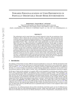 Towards Personalization of User Preferences in Partially Observable
  Smart Home Environments