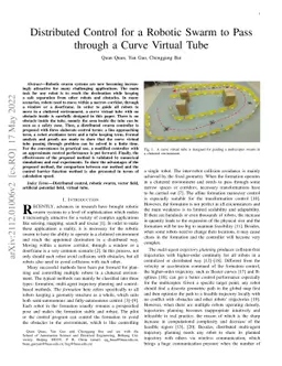 Distributed Control for a Robotic Swarm to Pass through a Curve Virtual
  Tube