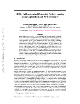 SEAL: Self-supervised Embodied Active Learning using Exploration and 3D
  Consistency