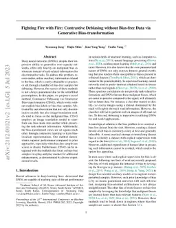 Fighting Fire with Fire: Contrastive Debiasing without Bias-free Data
  via Generative Bias-transformation