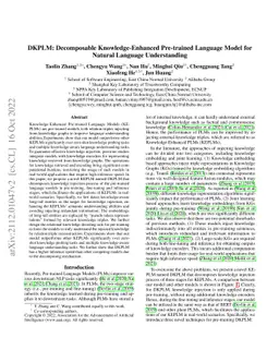 DKPLM: Decomposable Knowledge-enhanced Pre-trained Language Model for
  Natural Language Understanding
