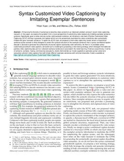 Syntax Customized Video Captioning by Imitating Exemplar Sentences