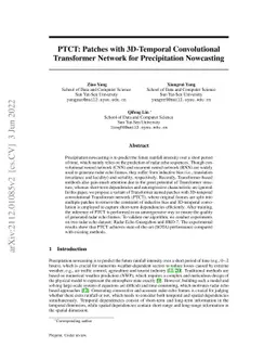 PTCT: Patches with 3D-Temporal Convolutional Transformer Network for
  Precipitation Nowcasting