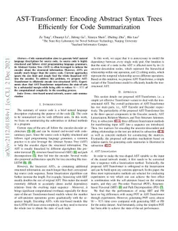 AST-Transformer: Encoding Abstract Syntax Trees Efficiently for Code
  Summarization