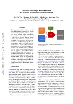 Towards Generating Citation Sentences for Multiple References with
  Intent Control