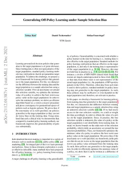 Generalizing Off-Policy Learning under Sample Selection Bias