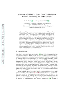 A Review of SHACL: From Data Validation to Schema Reasoning for RDF
  Graphs