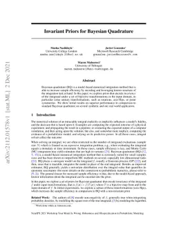 Invariant Priors for Bayesian Quadrature