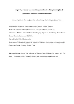 Improving accuracy and uncertainty quantification of deep learning based
  quantitative MRI using Monte Carlo dropout