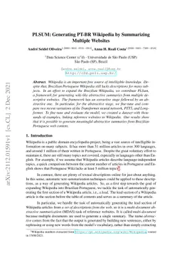 PLSUM: Generating PT-BR Wikipedia by Summarizing Multiple Websites