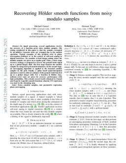 Recovering Hölder smooth functions from noisy modulo samples