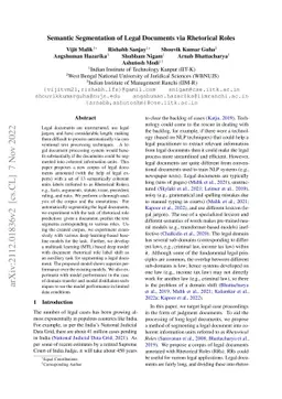 Semantic Segmentation of Legal Documents via Rhetorical Roles