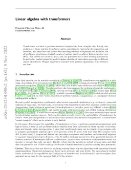 Linear algebra with transformers