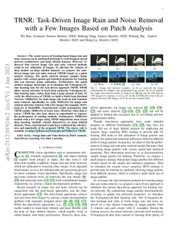 TRNR: Task-Driven Image Rain and Noise Removal with a Few Images Based
  on Patch Analysis