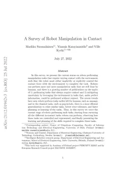A Survey of Robot Manipulation in Contact