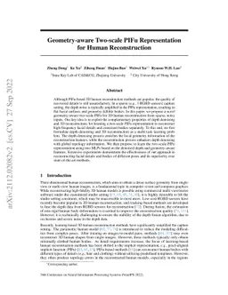 Geometry-aware Two-scale PIFu Representation for Human Reconstruction